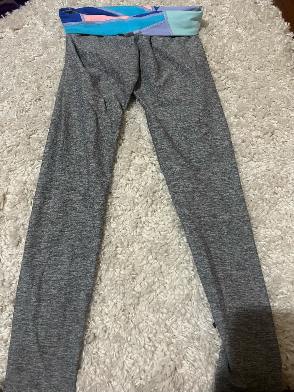 Ivivva Gray Leggings with Pastel Colorblock Waistband
